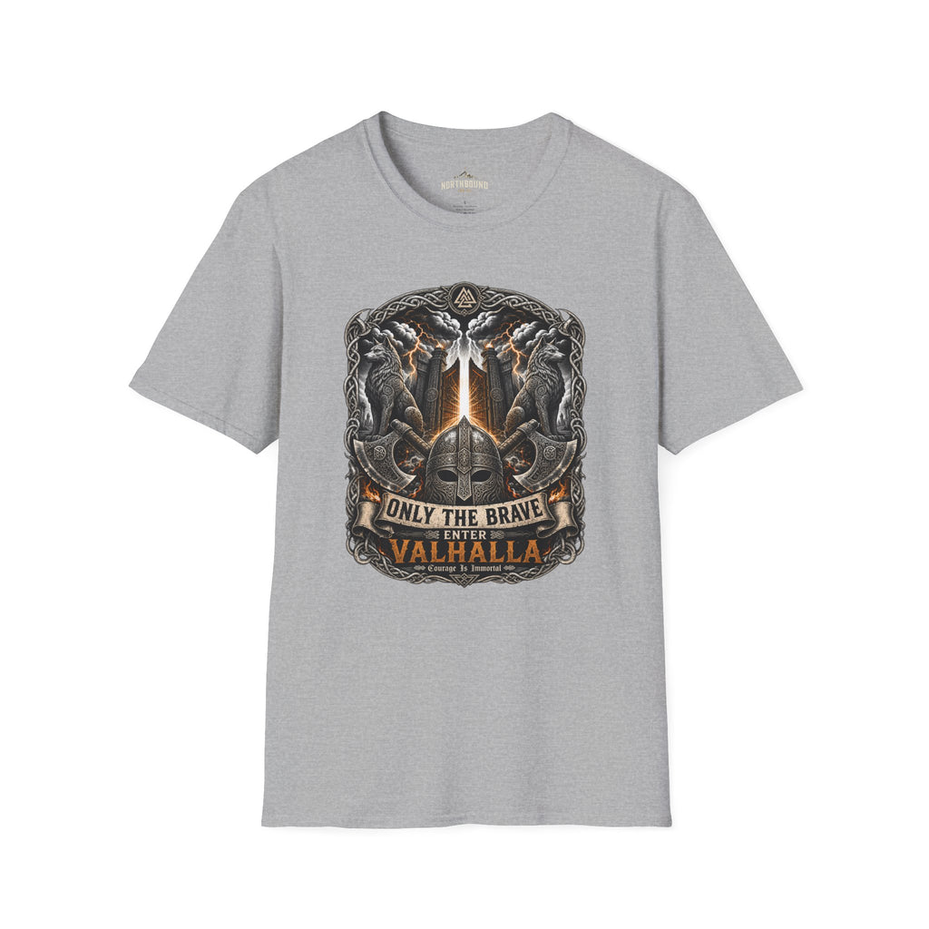 Valhalla T-Shirt — "Only The Brave" Viking Shield Tee