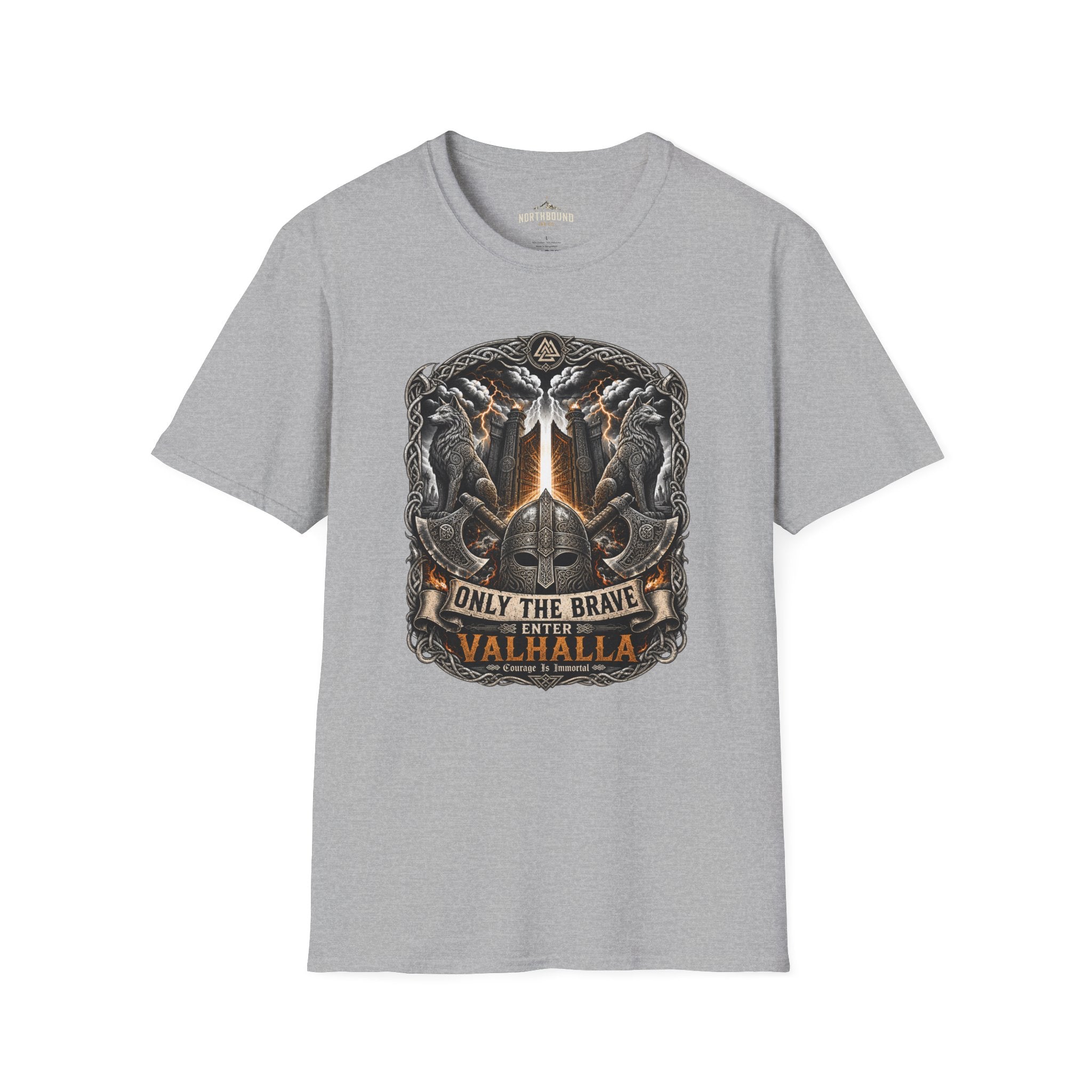 Valhalla T-Shirt — "Only The Brave" Viking Shield Tee