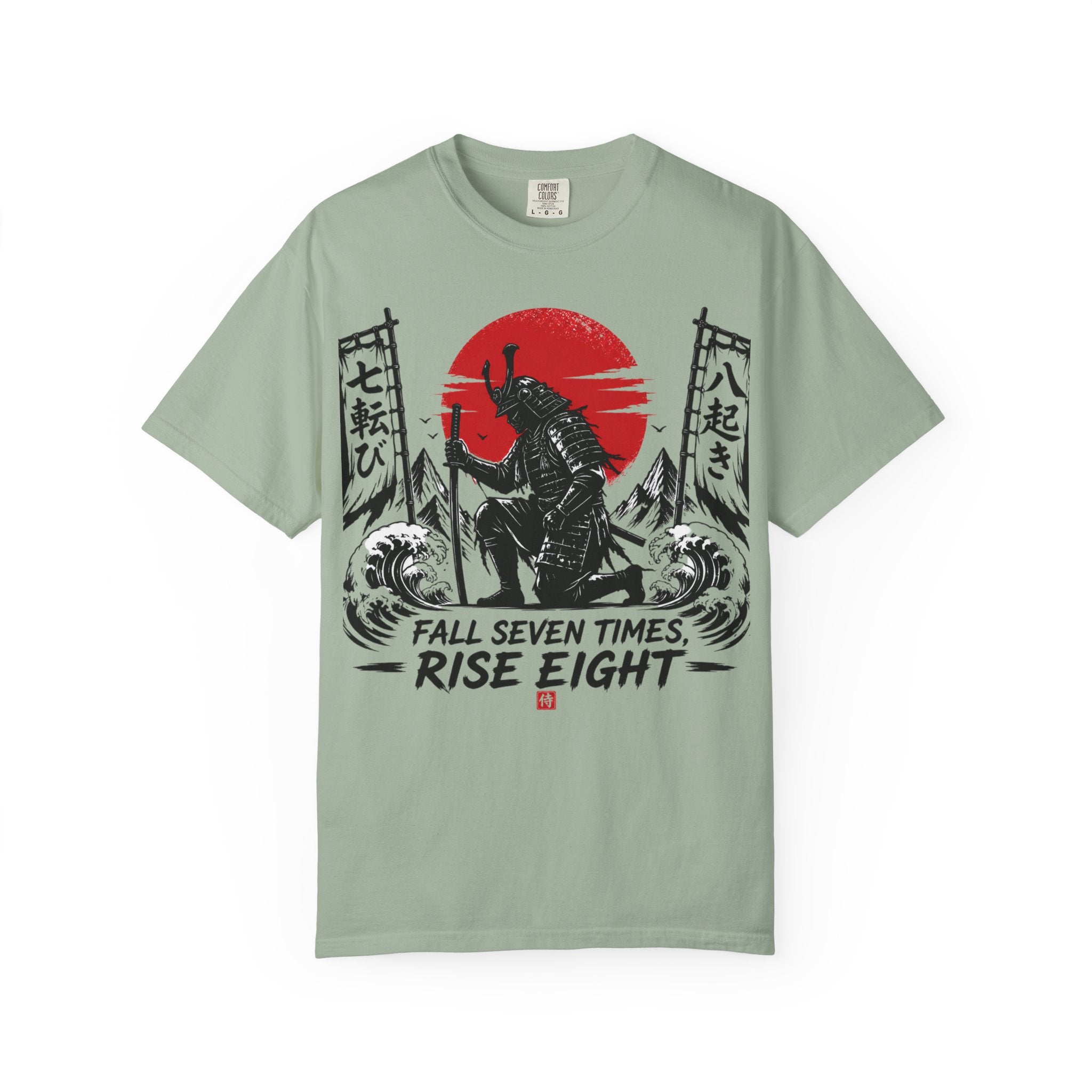 Samurai Rising Graphic T-Shirt — "Fall Seven Times, Rise Eight"