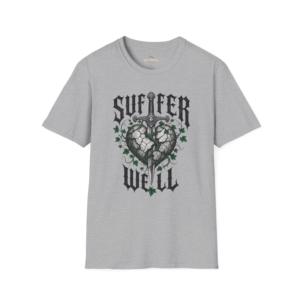 Suffer Well T-Shirt — Gothic Heart Sword Graphic Tee