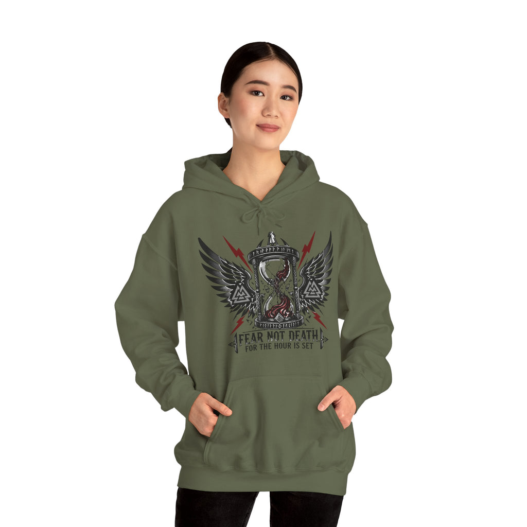 Fear Not Death Hourglass Wings Hoodie — Gothic Inspirational Pullover