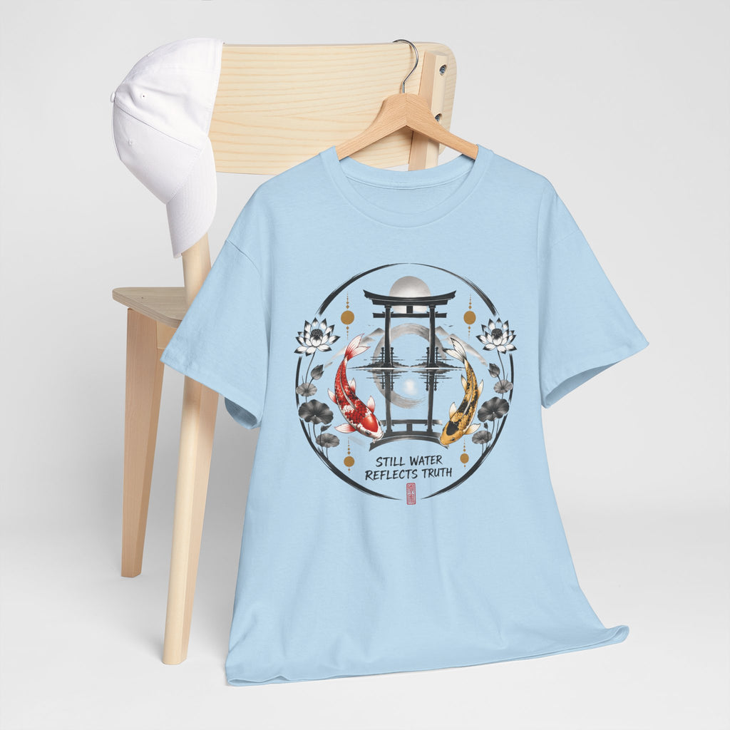 Koi Pond Tee — 'Still Water Reflects Truth' Japanese Torii Graphic T-Shirt
