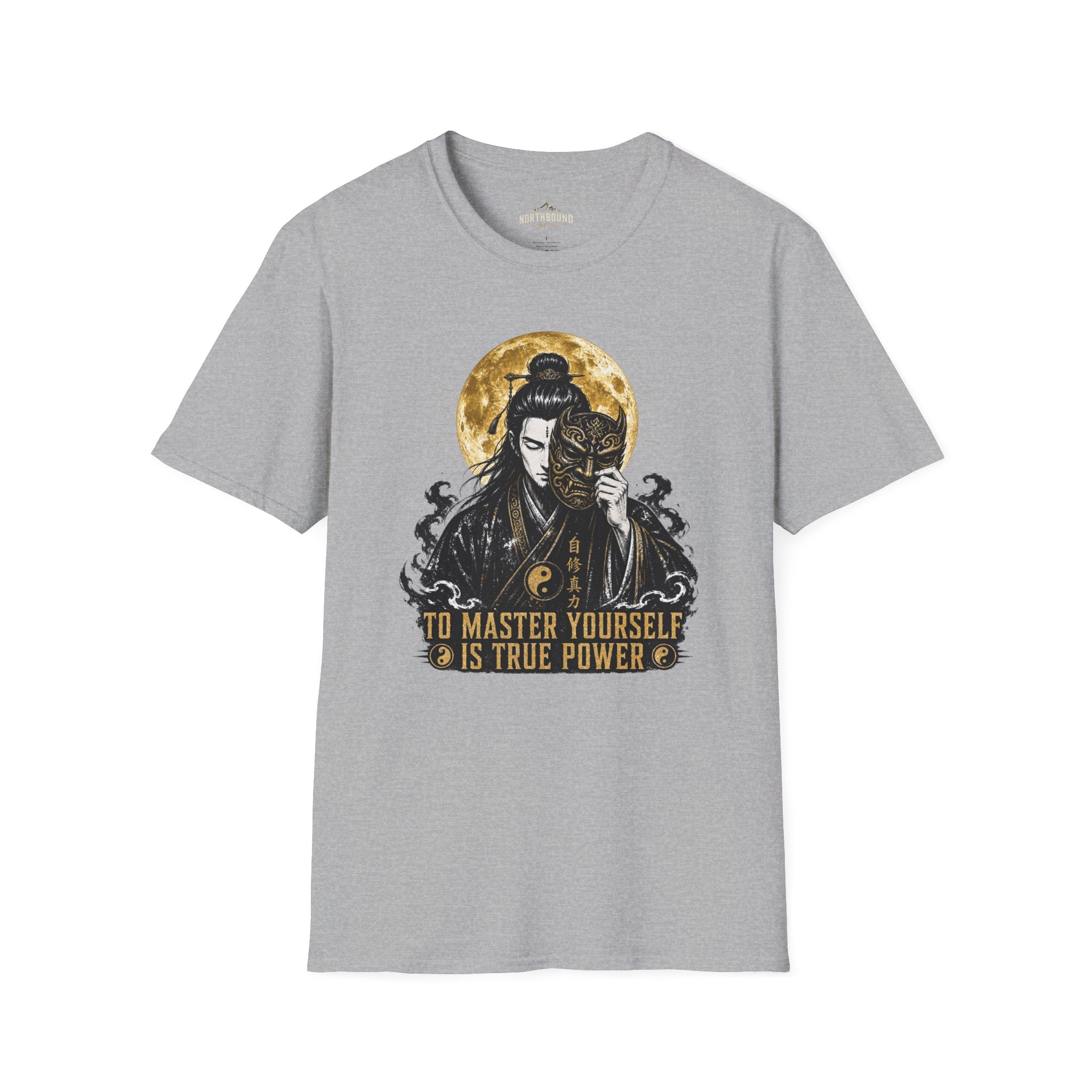 Samurai Mask T-Shirt – "To Master Yourself Is True Power" Graphic Tee