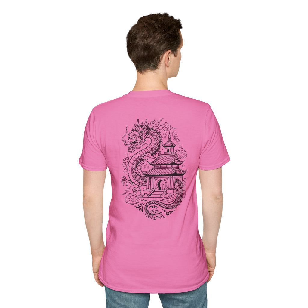 Dragon Crest Pocket T-Shirt — Small Intricate Dragon Chest Graphic