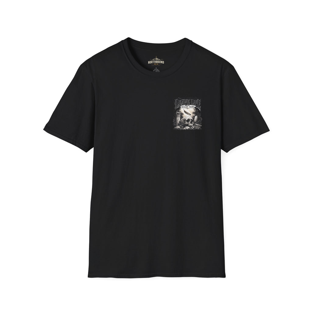 Skull & Mountains T-Shirt — "Leave Life" Adventure Graphic Tee