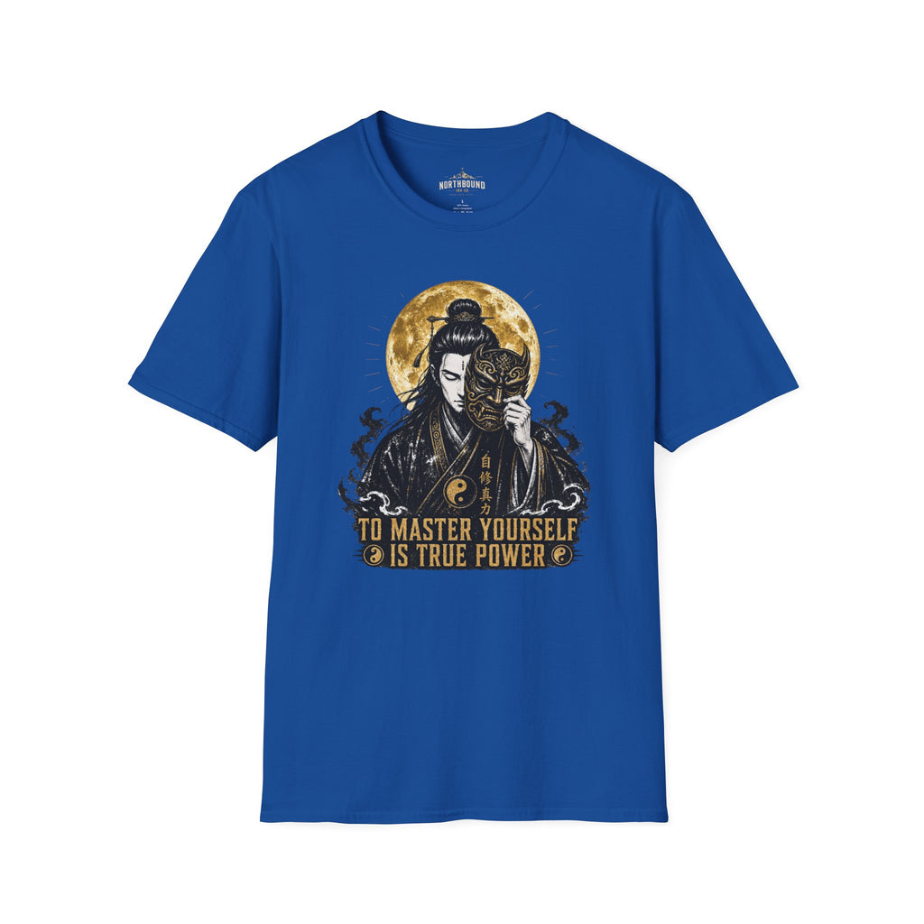 Samurai Mask T-Shirt – "To Master Yourself Is True Power" Graphic Tee