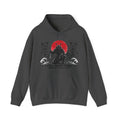 Hoodie — Samurai Wolf Graphic "Fall Seven Times, Rise Eight" Japanese Sunrise