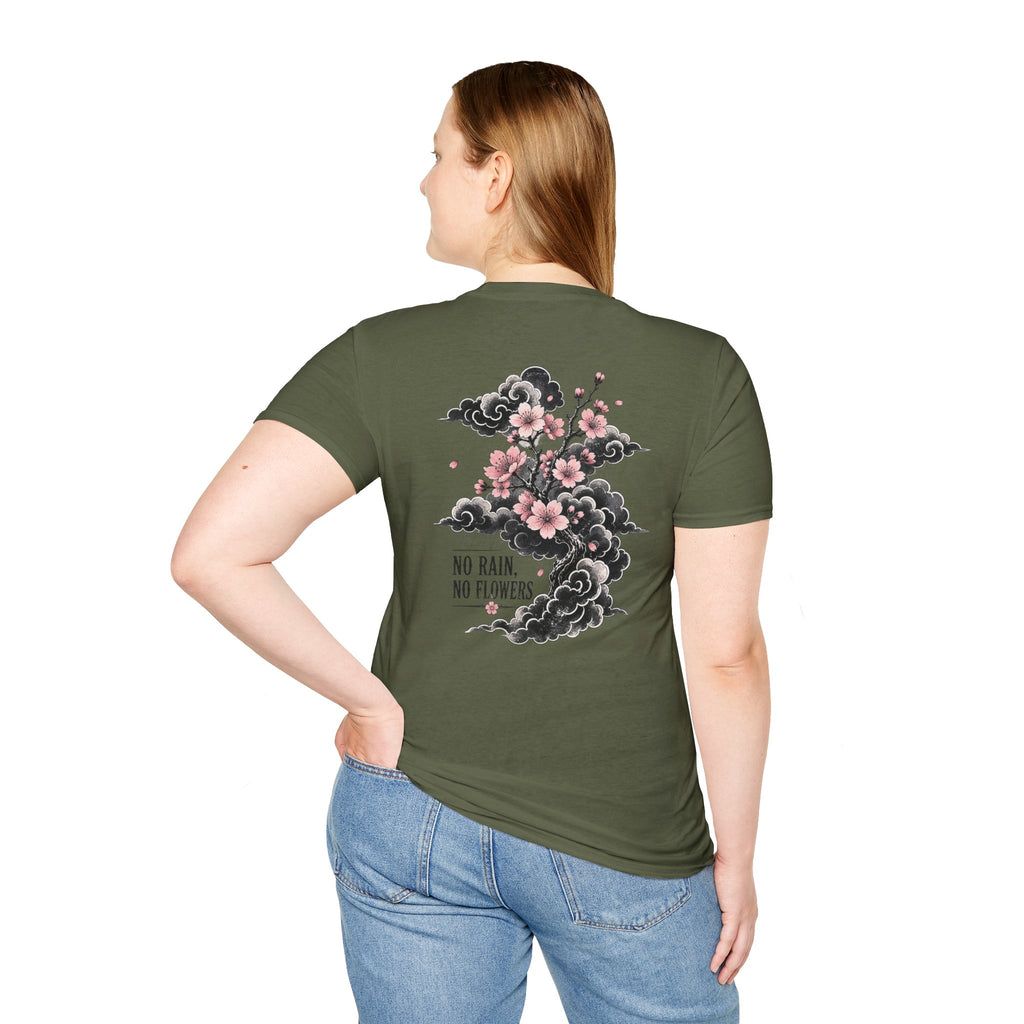 Floral Pocket Cat T‑Shirt — Petite Cherry Blossom Kitten Graphic