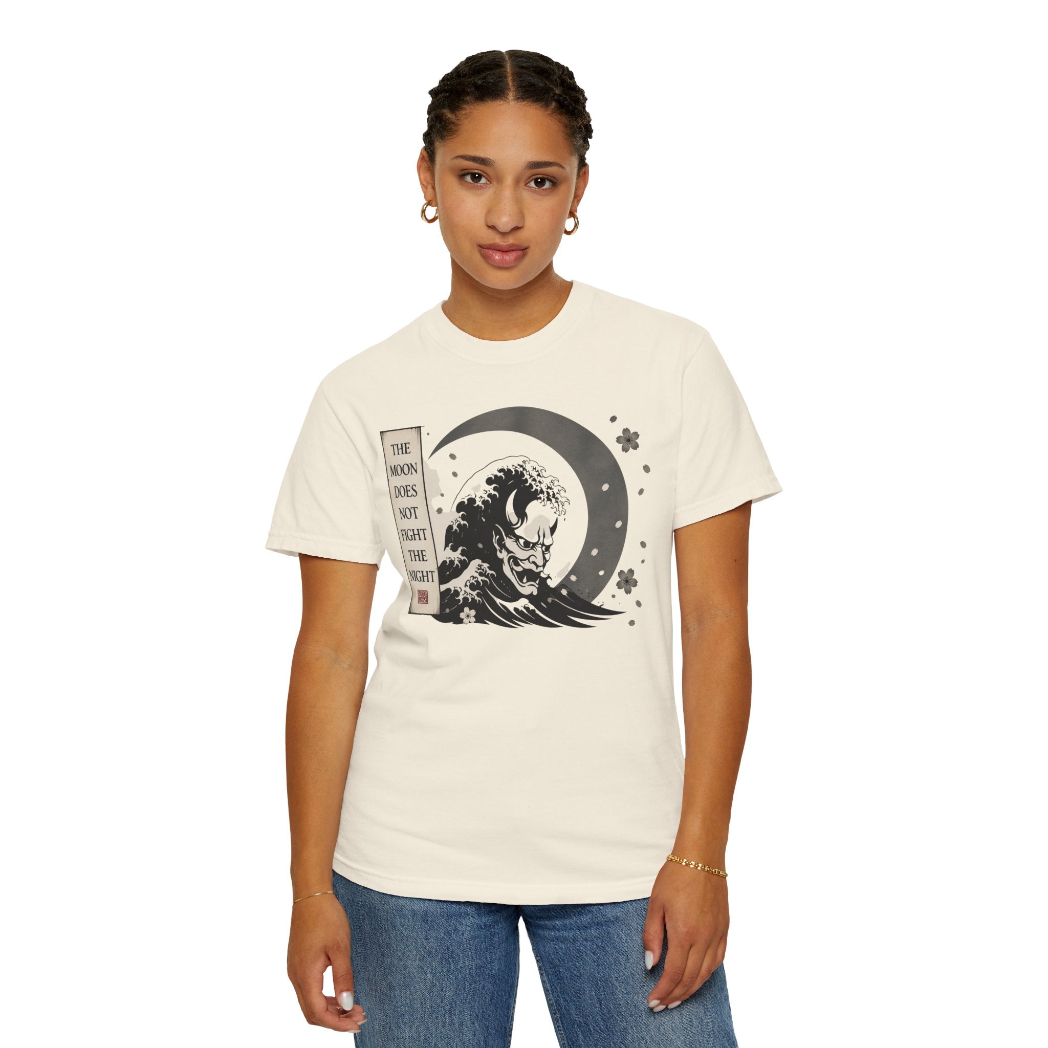 Moon Does Not Frighten Night T-Shirt — Japanese Wave Demon Graphic Tee