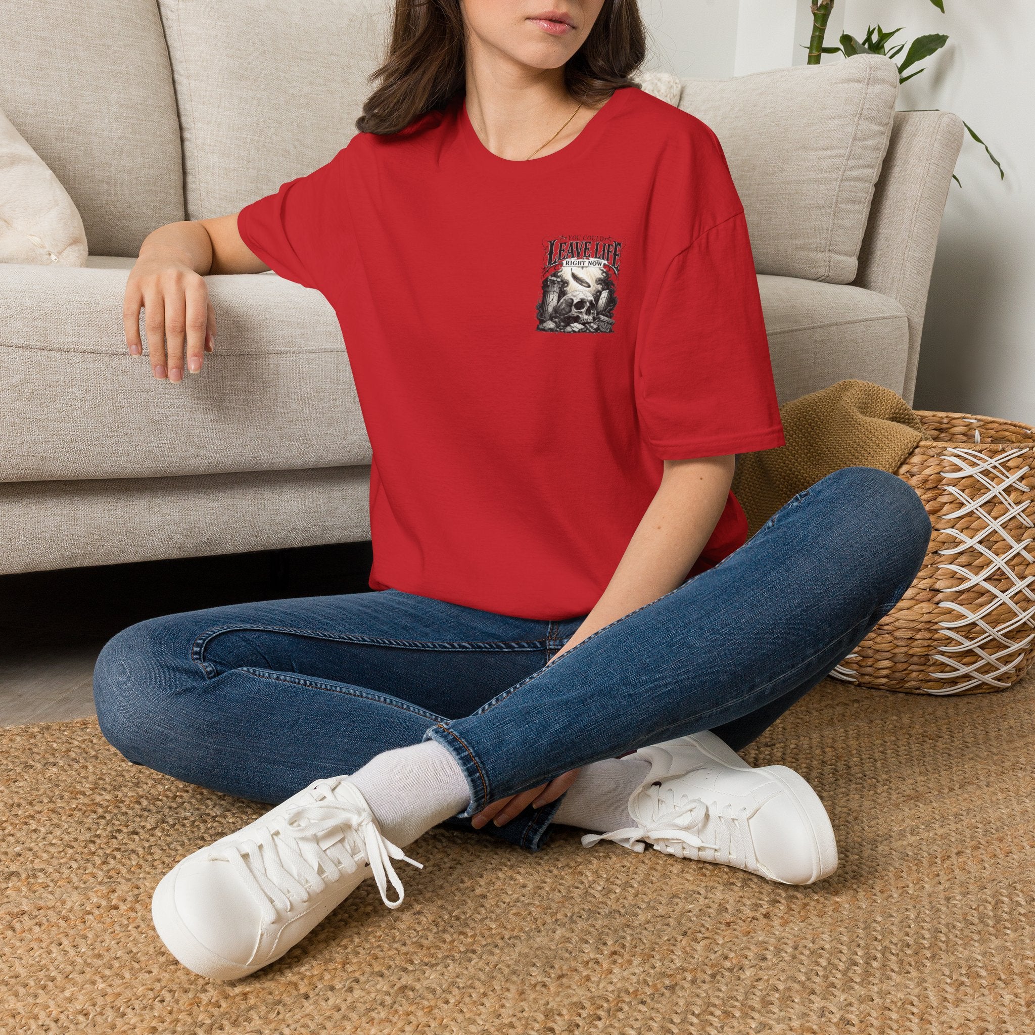 Skull & Mountains T-Shirt — "Leave Life" Adventure Graphic Tee