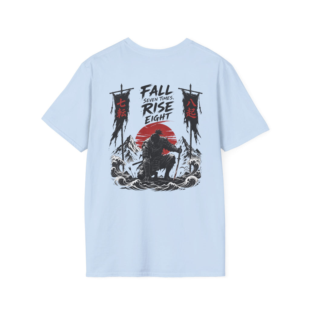 T-Shirt — 'Fall, Rise, Repeat' Samurai Chest Print