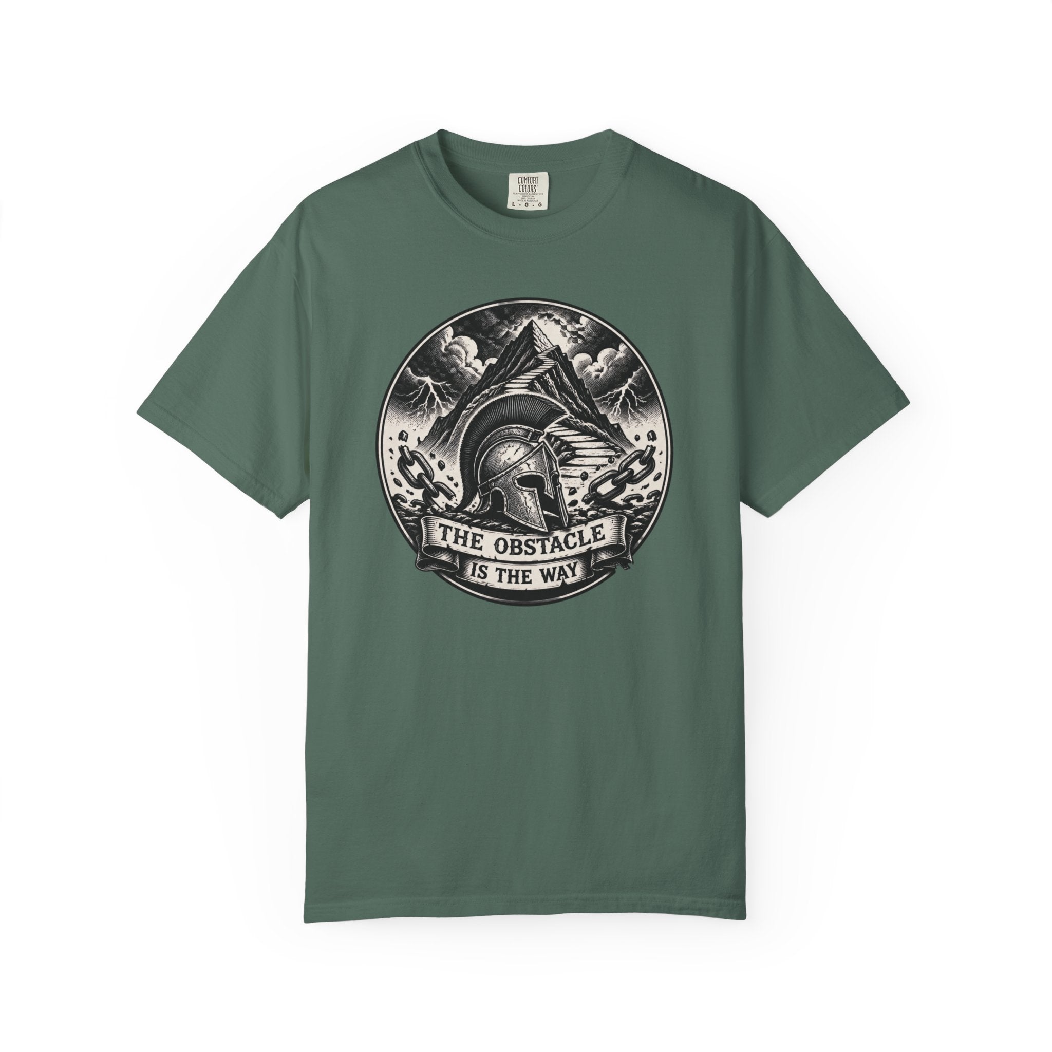 Spartan Helmet T‑Shirt — "The Obstacle Is The Way" Motivational Tee