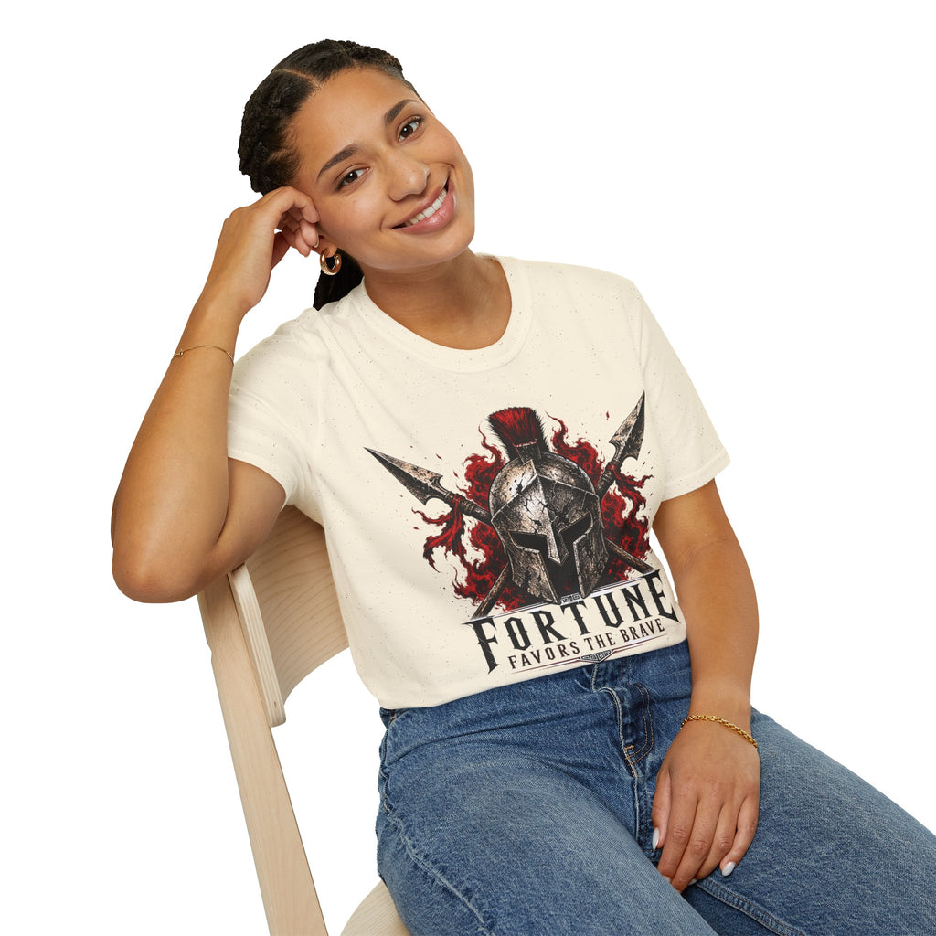 Warrior Helmet T-Shirt — "Fortune Favors the Brave" Spartan Helmet Graphic Tee