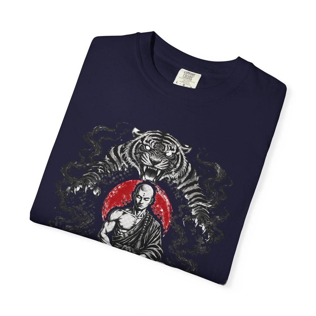 Meditation Tiger T-Shirt — "He Who Masters Himself is Strong" Zen Graphic Tee