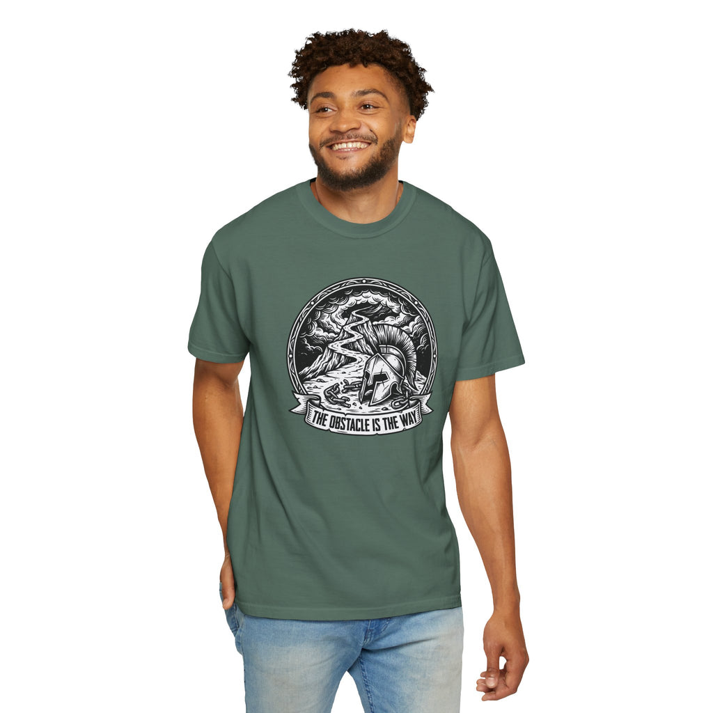 T-Shirt — 'The Obstacle Is The Way' Spartan Helmet Graphic Tee