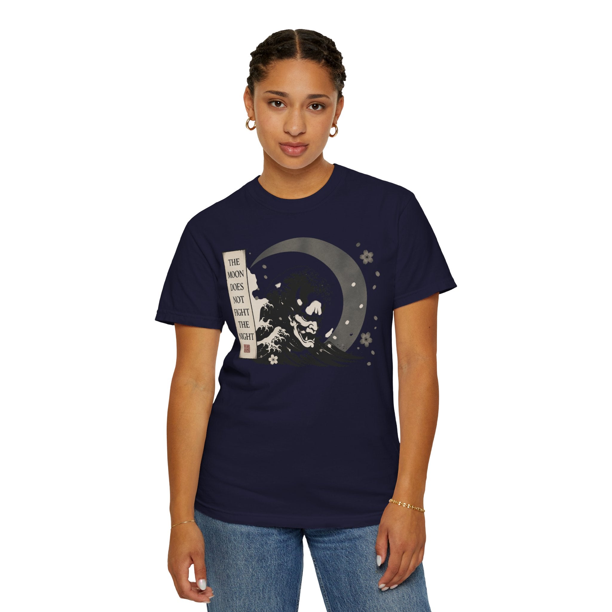 Moon Does Not Frighten Night T-Shirt — Japanese Wave Demon Graphic Tee