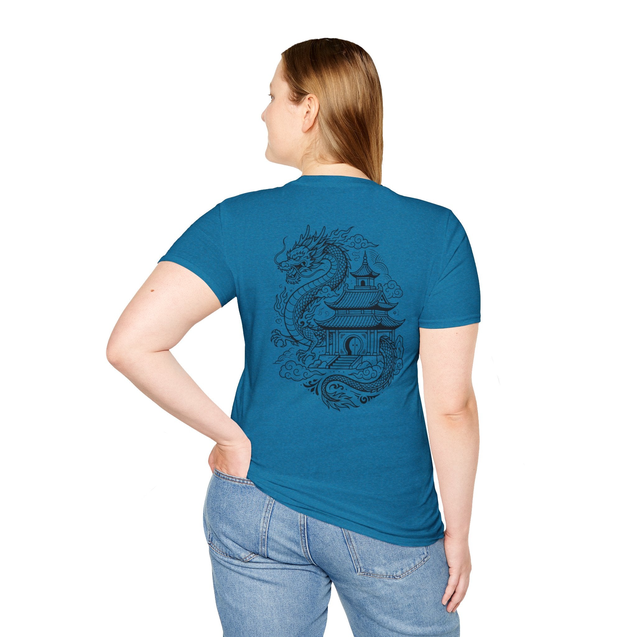 Dragon Crest Pocket T-Shirt — Small Intricate Dragon Chest Graphic