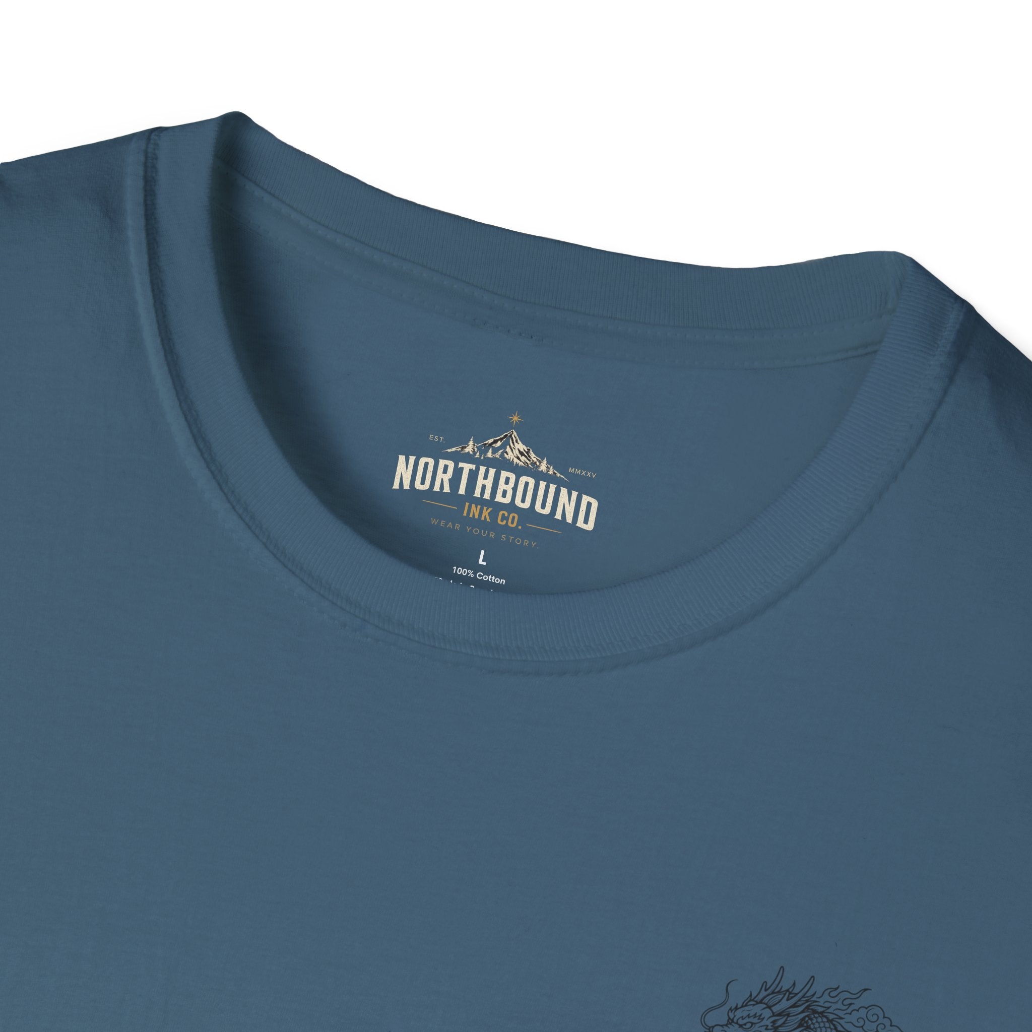 Dragon Crest Pocket T-Shirt — Small Intricate Dragon Chest Graphic