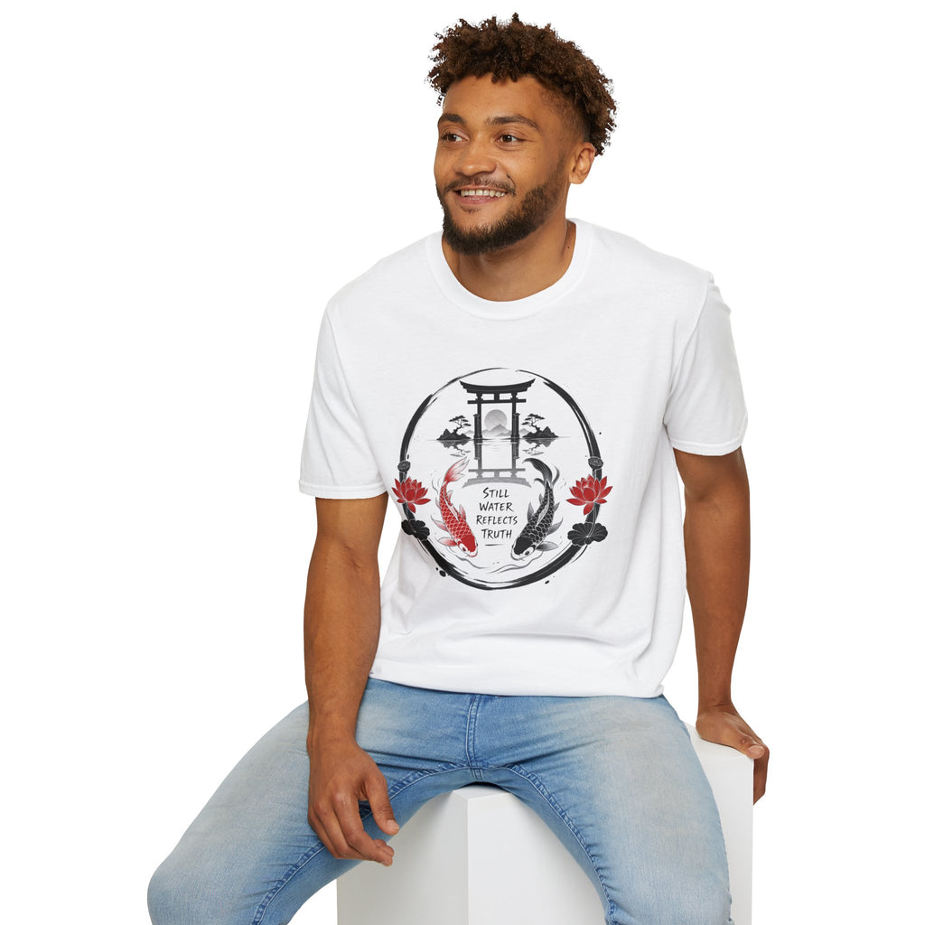 Zen Koi Torii T‑Shirt — "Still Water" Japanese Garden Graphic