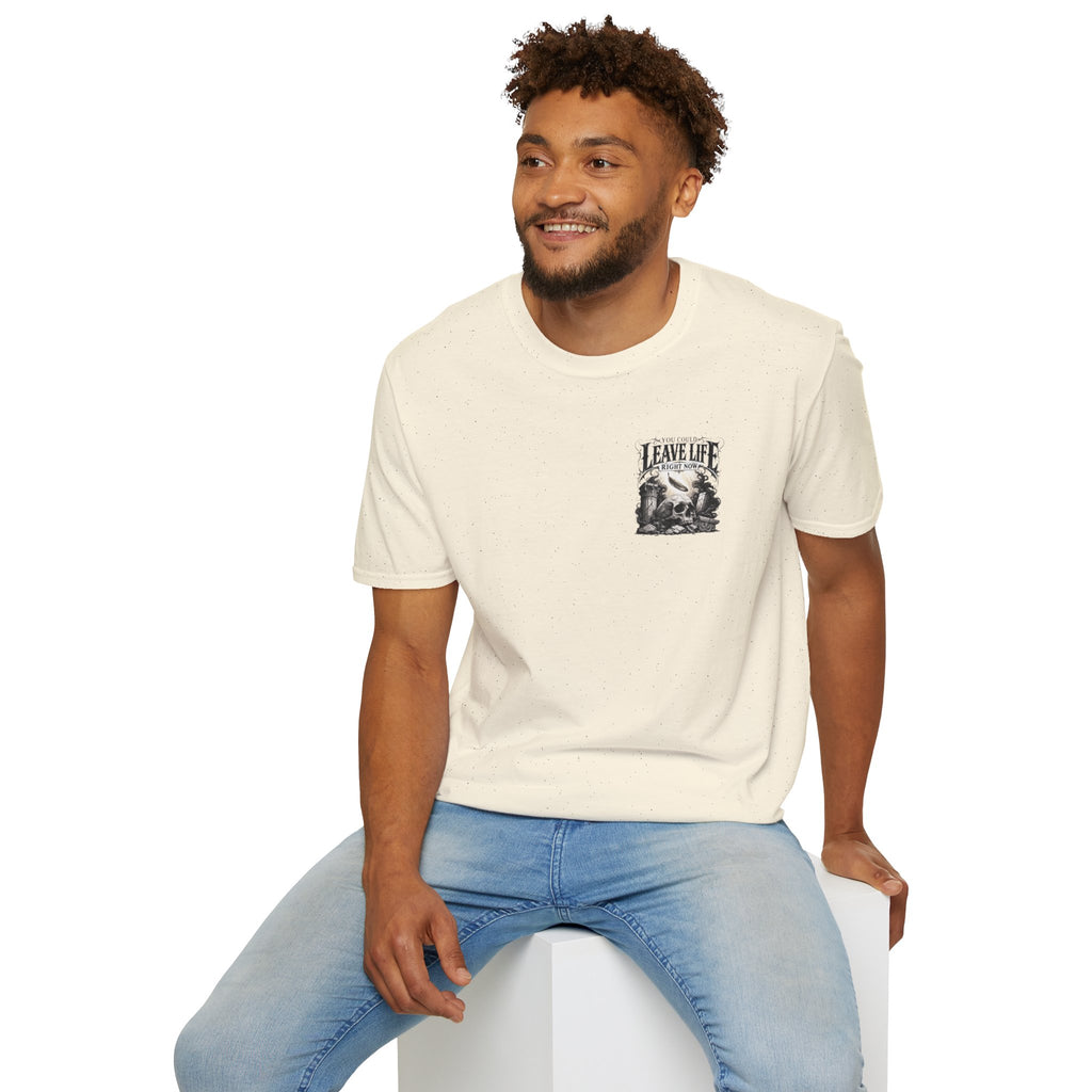 Skull & Mountains T-Shirt — "Leave Life" Adventure Graphic Tee