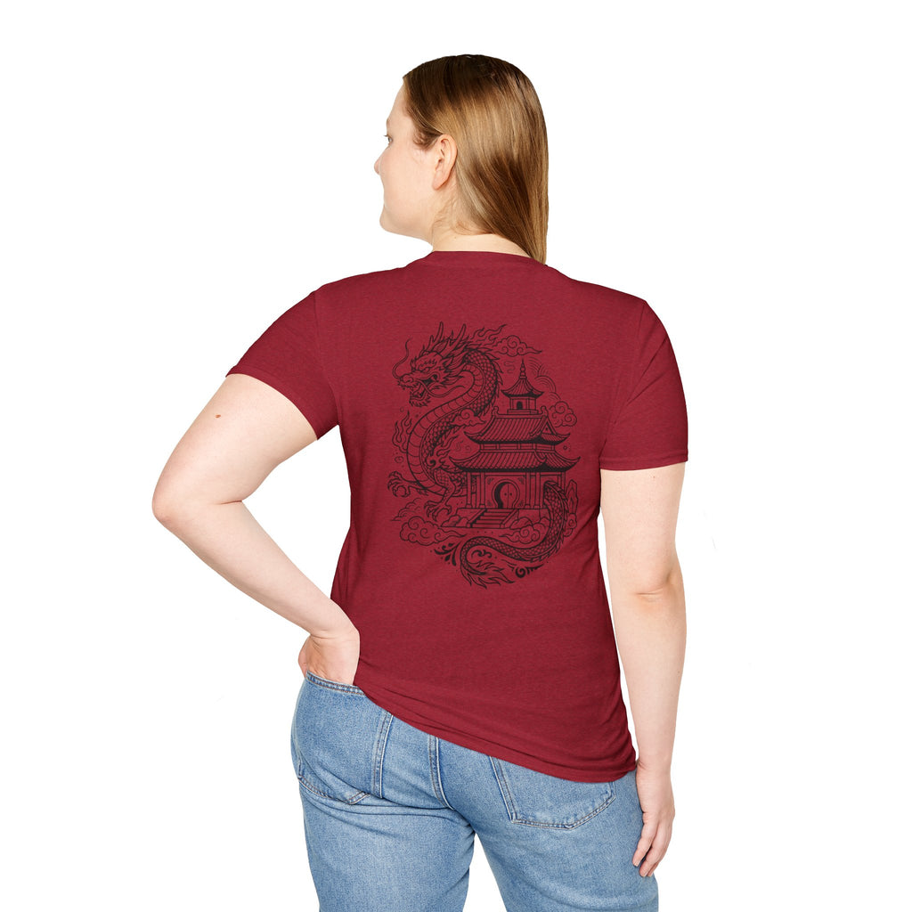 Dragon Crest Pocket T-Shirt — Small Intricate Dragon Chest Graphic