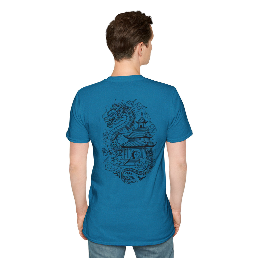 Dragon Crest Pocket T-Shirt — Small Intricate Dragon Chest Graphic