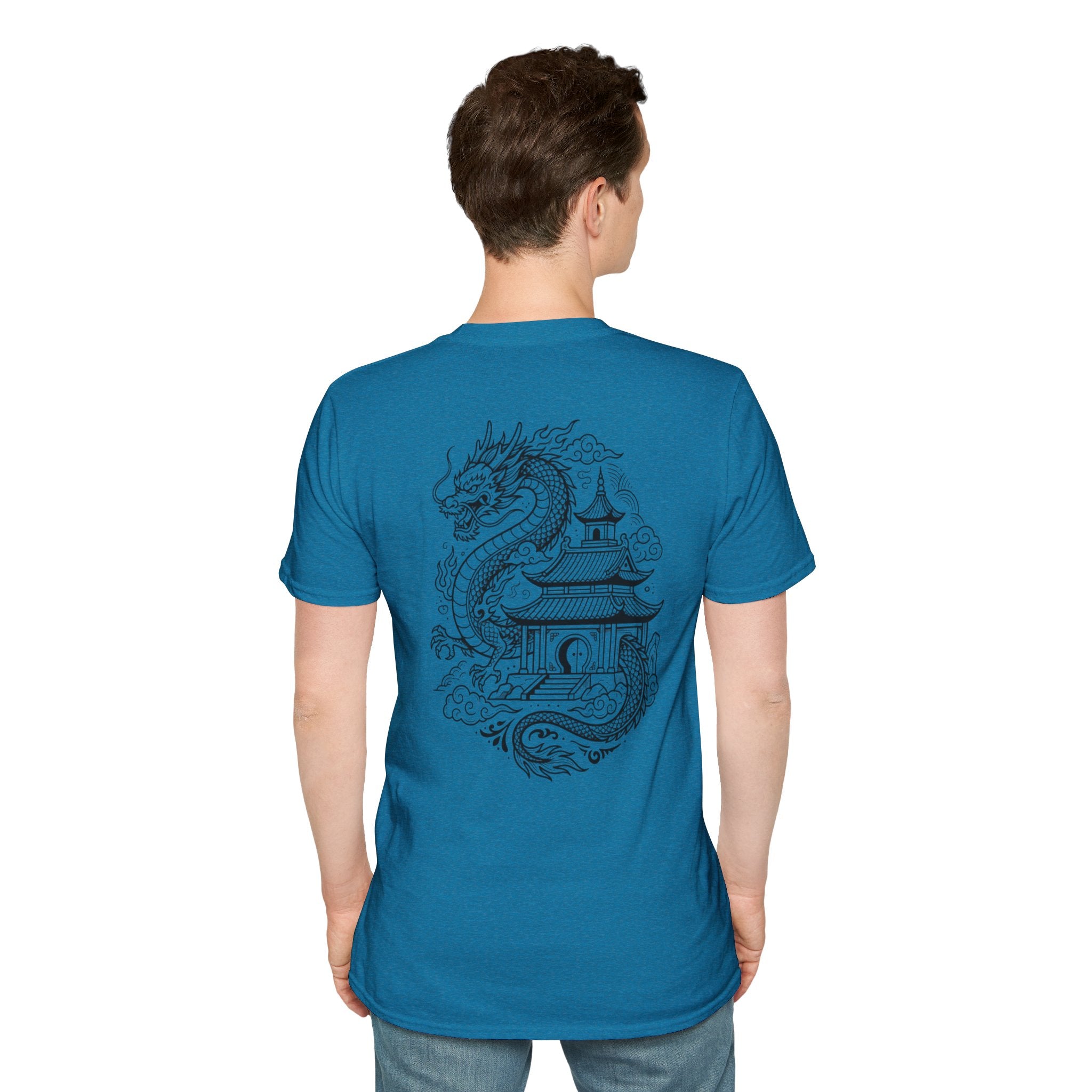 Dragon Crest Pocket T-Shirt — Small Intricate Dragon Chest Graphic
