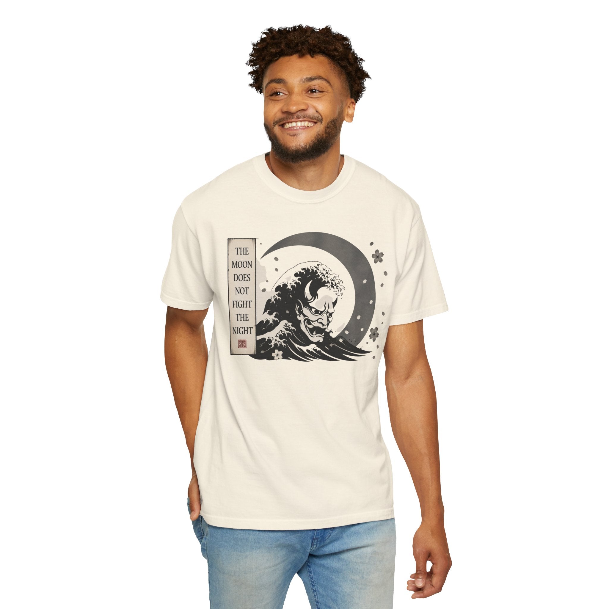 Moon Does Not Frighten Night T-Shirt — Japanese Wave Demon Graphic Tee