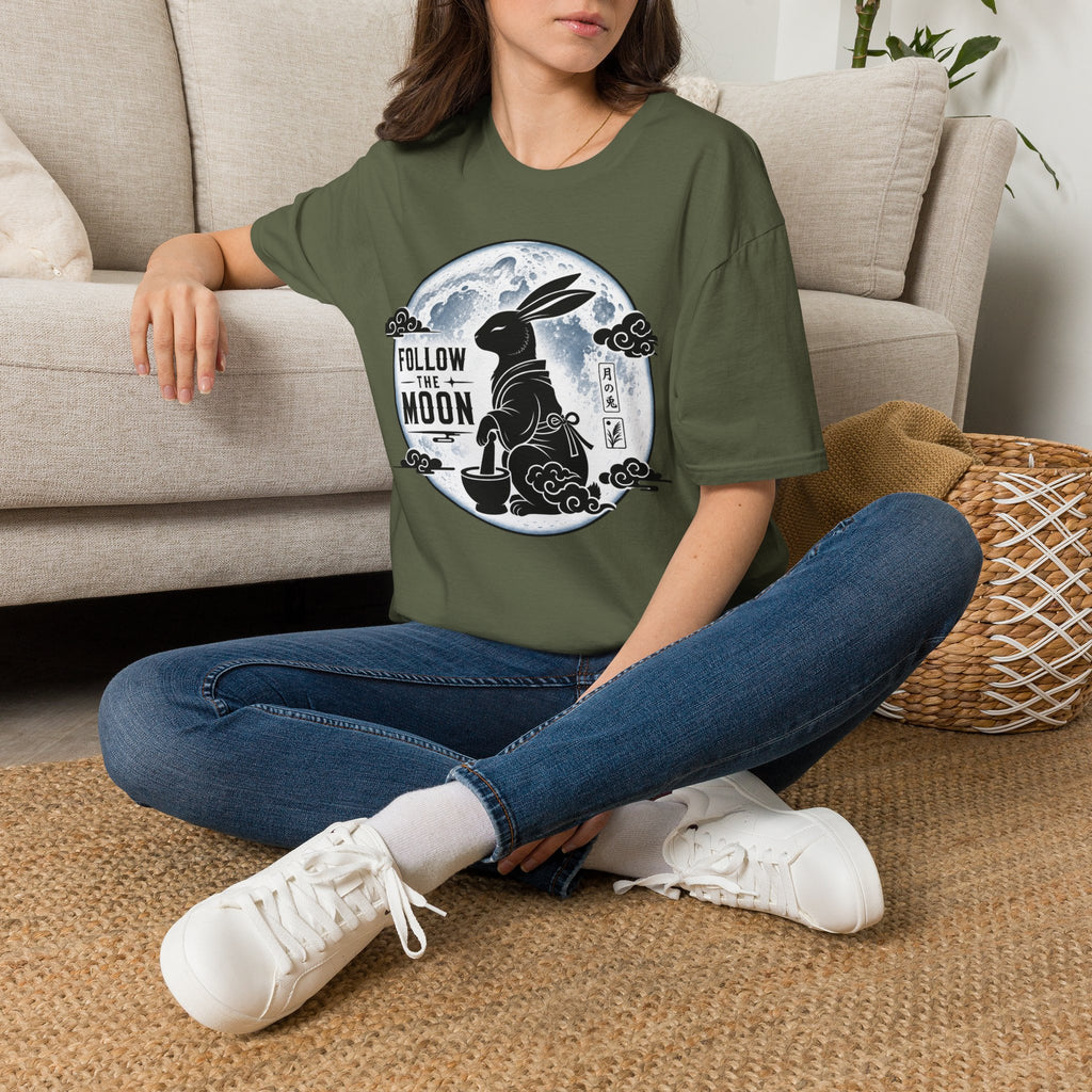Follow the Moon Rabbit T-Shirt — Lunar Bunny Graphic Tee