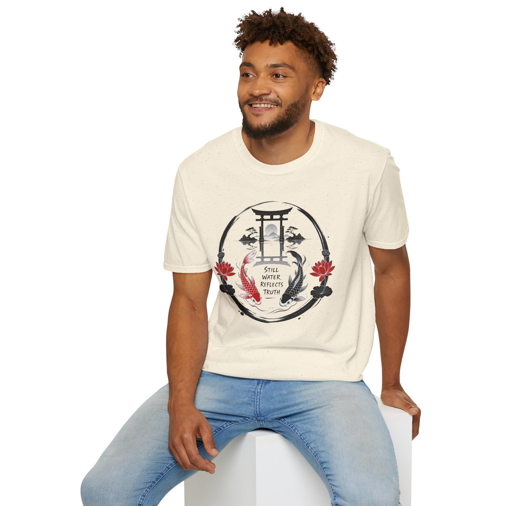 Zen Koi Torii T‑Shirt — "Still Water" Japanese Garden Graphic