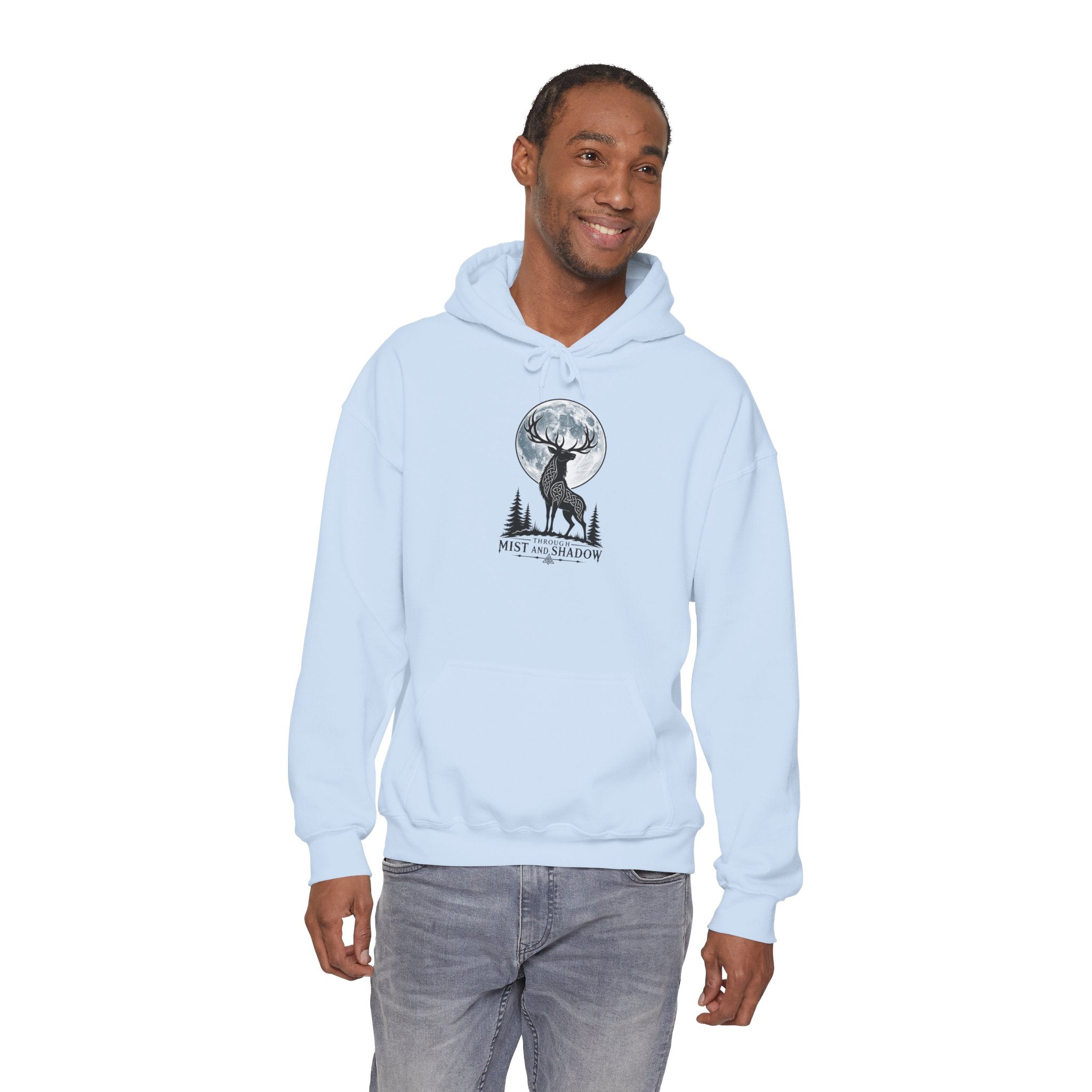 Hoodie – 'Mist and Shadow' Elk Moon Graphic Hooded Sweatshirt