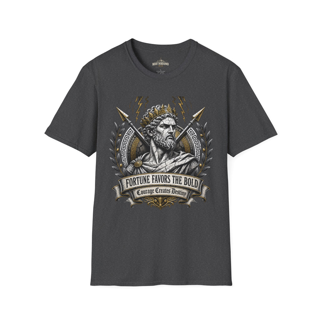 Zeus Lightning T-Shirt — 'Fortune Favors the Bold' Greek God Graphic Tee