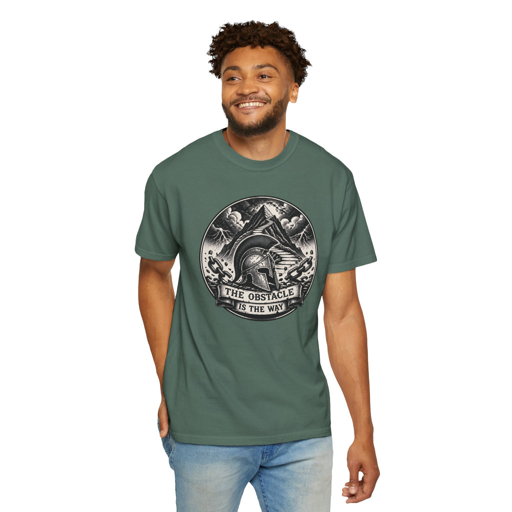 Spartan Helmet T‑Shirt — "The Obstacle Is The Way" Motivational Tee