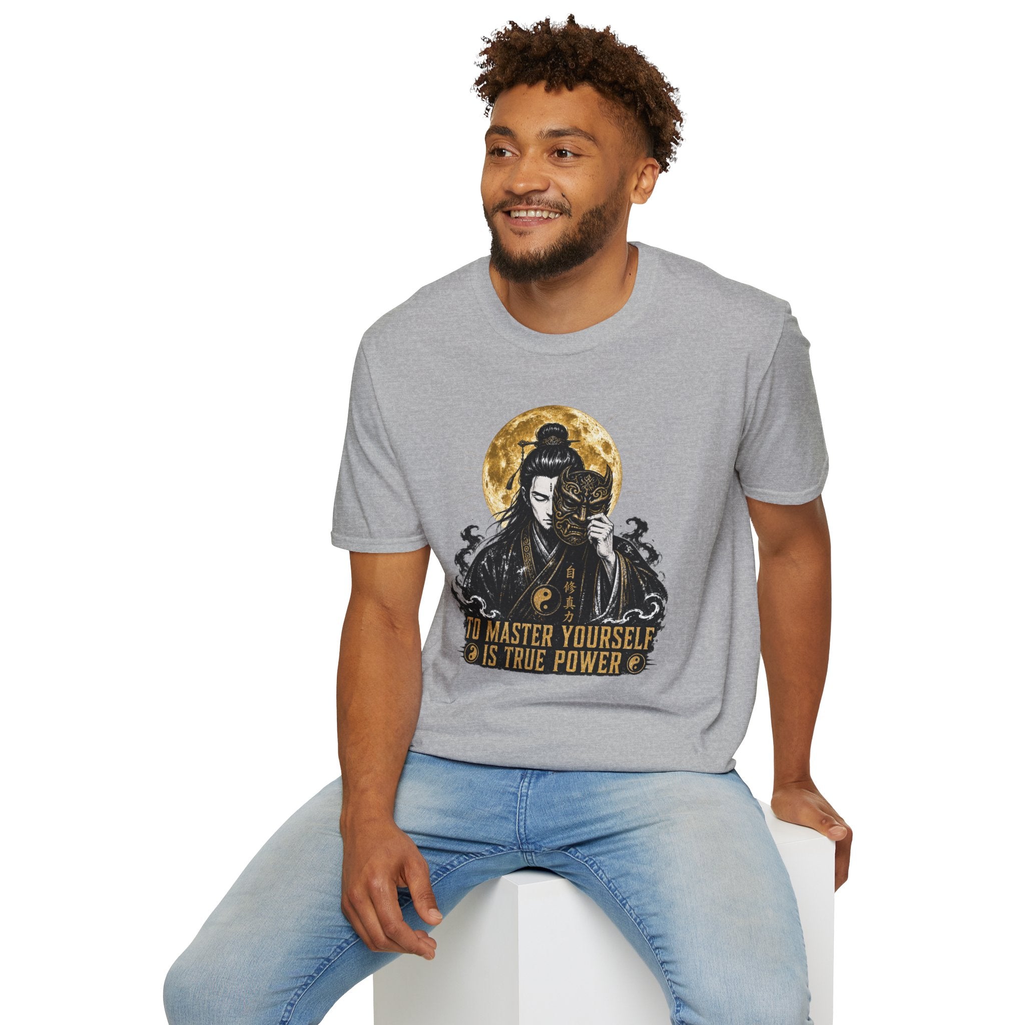 Samurai Mask T-Shirt – "To Master Yourself Is True Power" Graphic Tee