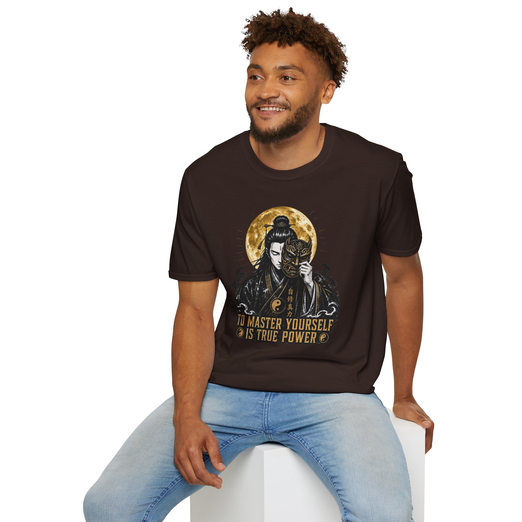 Samurai Mask T-Shirt – "To Master Yourself Is True Power" Graphic Tee