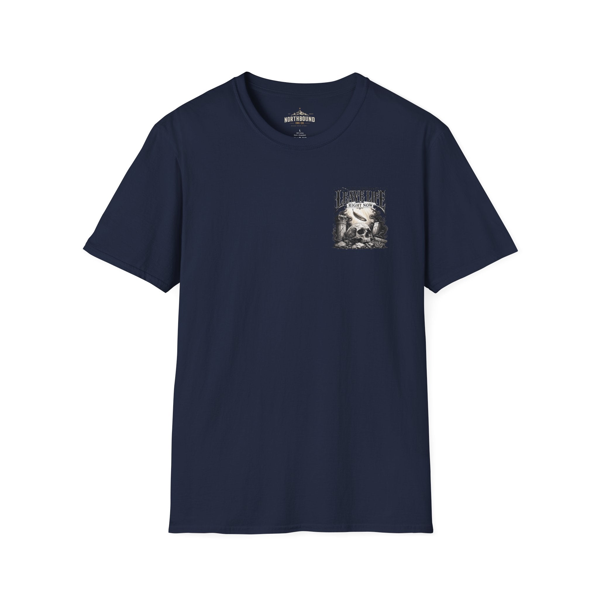 Skull & Mountains T-Shirt — "Leave Life" Adventure Graphic Tee
