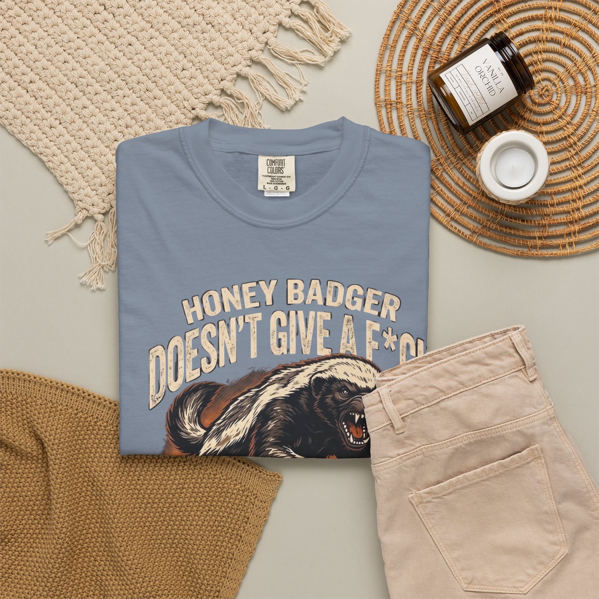 Skunk Graphic T-Shirt — 'Honey Badger Doesn't Give a F—' Retro Vintage Tee