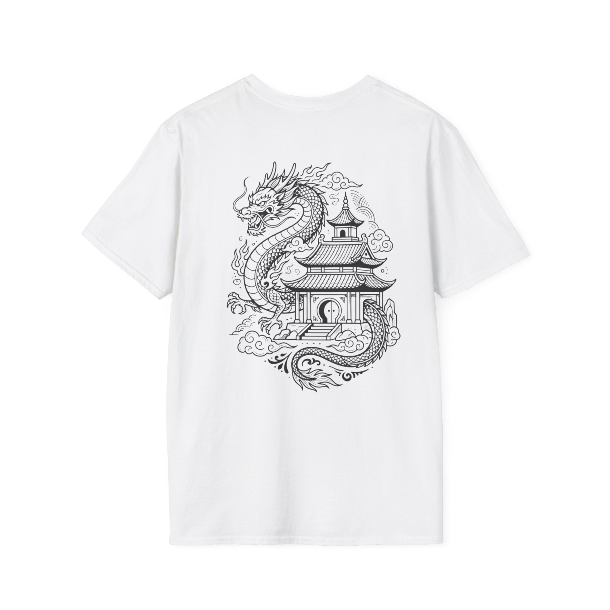 Dragon Crest Pocket T-Shirt — Small Intricate Dragon Chest Graphic