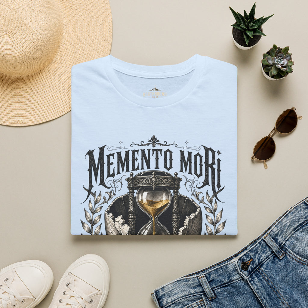 Memento Mori T-Shirt — Vintage Hourglass & Skull Death Awareness Tee