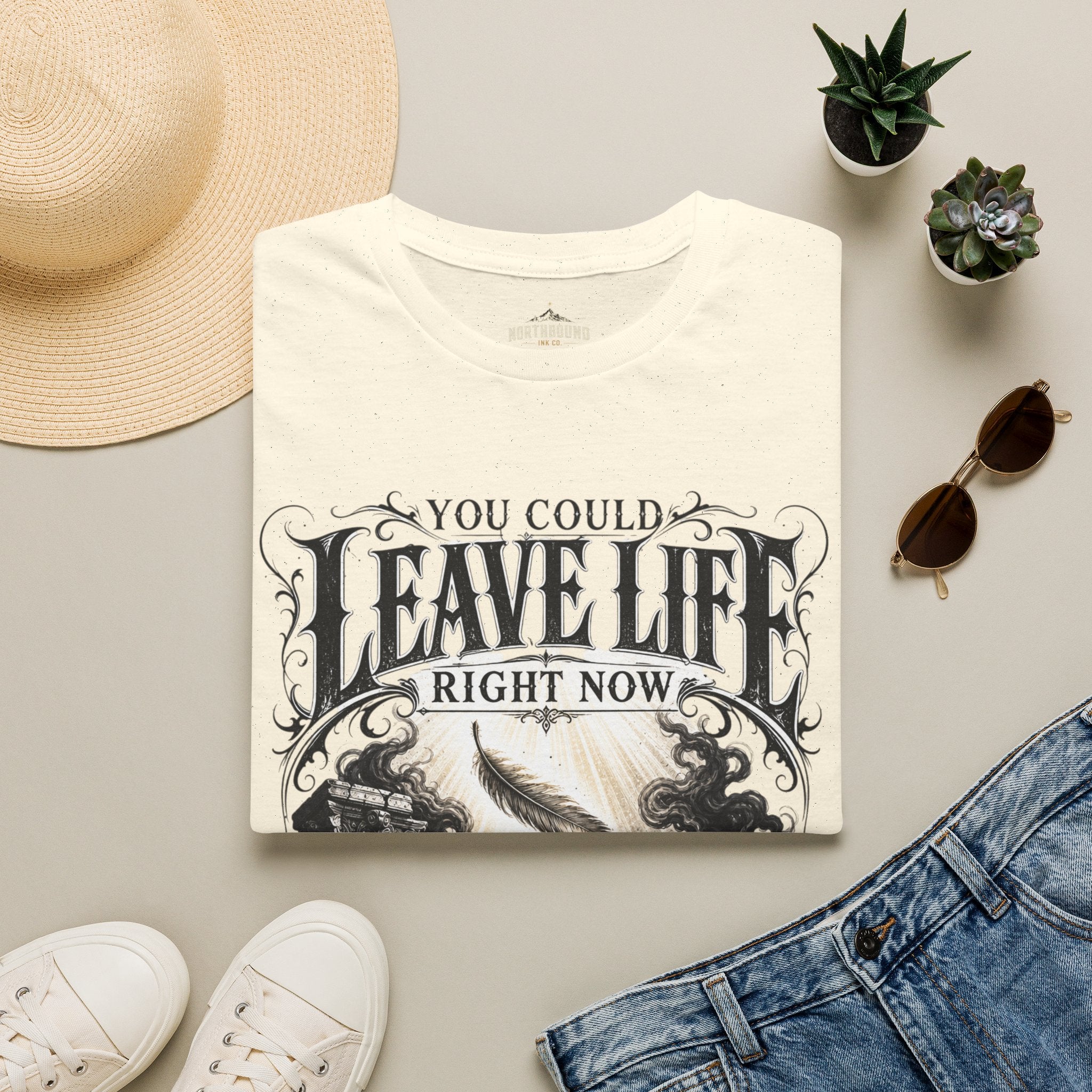 T-Shirt — "You Could Leave Life Right Now" Gothic Skull Graphic