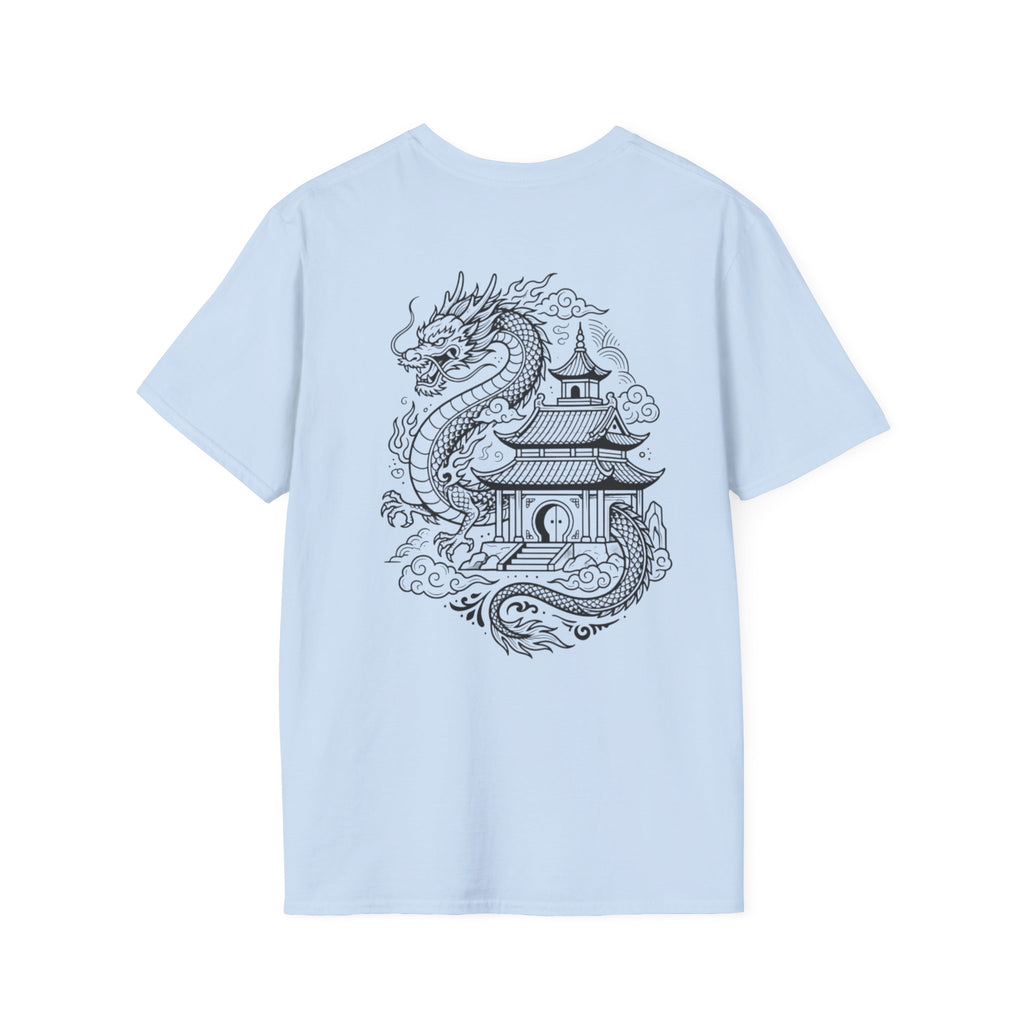 Dragon Crest Pocket T-Shirt — Small Intricate Dragon Chest Graphic