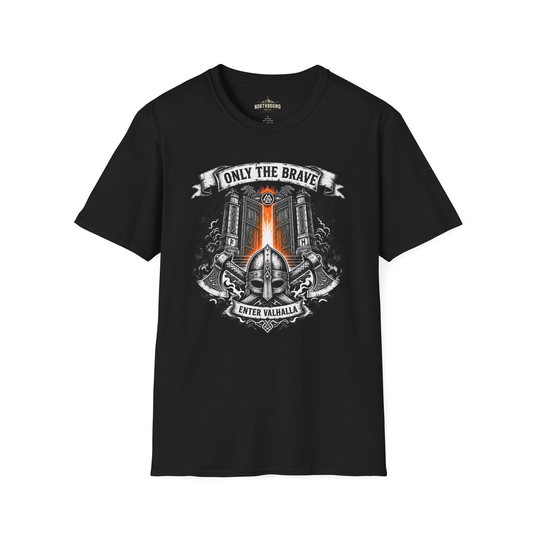 Only The Brave T-Shirt — Gothic Knight Helmet & Castle Illustration