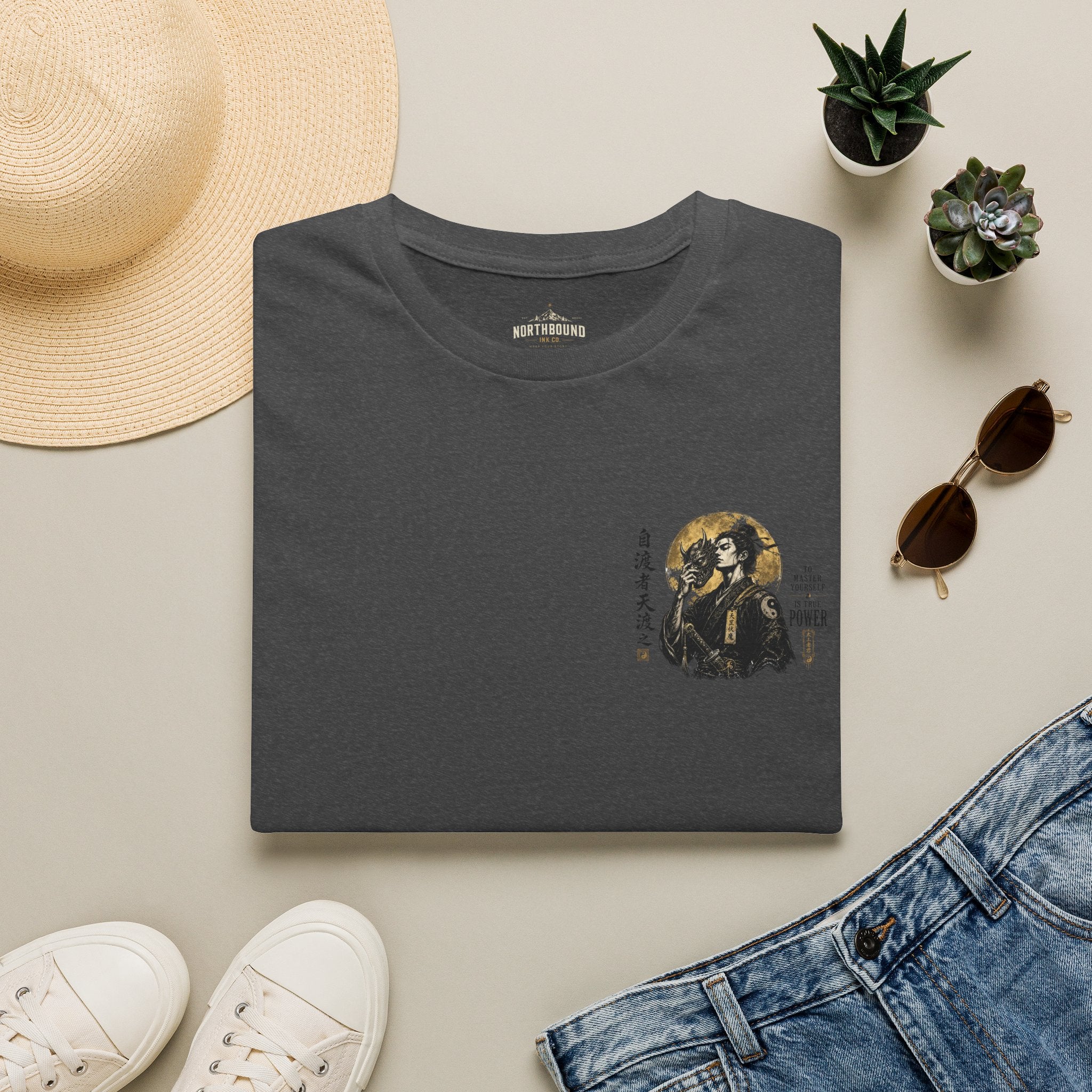 Samurai Portrait T-Shirt — Vintage Japanese Ink Art Tee