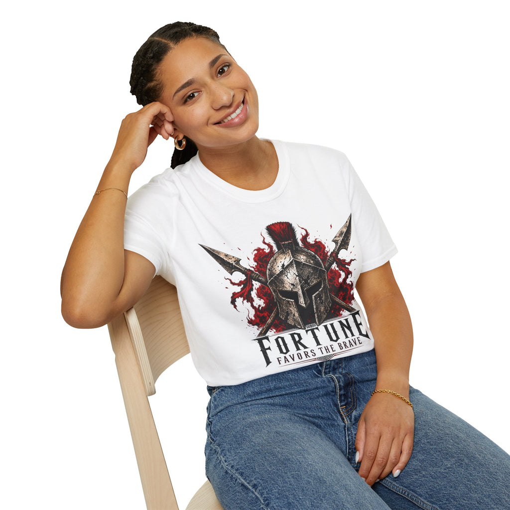 Warrior Helmet T-Shirt — "Fortune Favors the Brave" Spartan Helmet Graphic Tee
