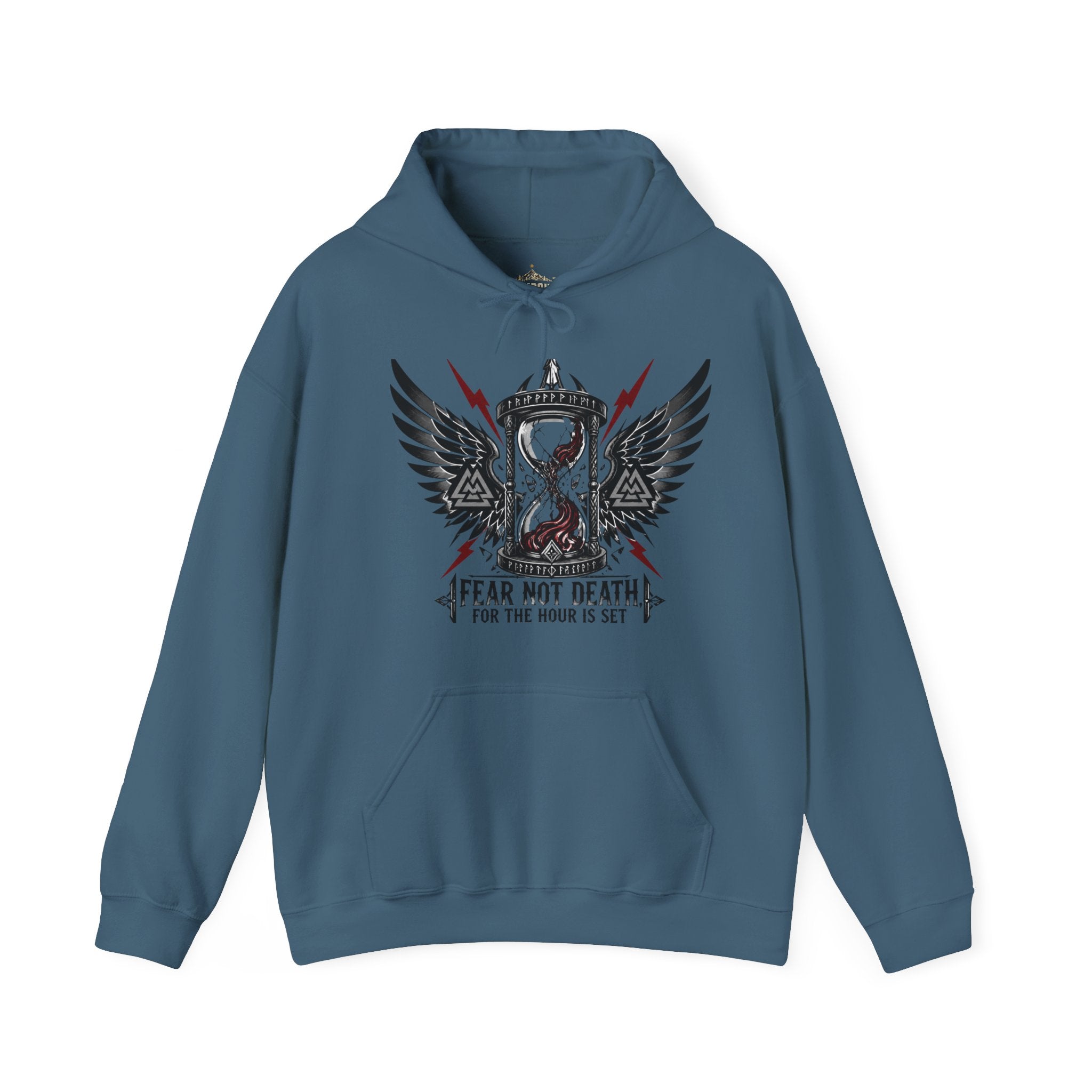 Fear Not Death Hourglass Wings Hoodie — Gothic Inspirational Pullover