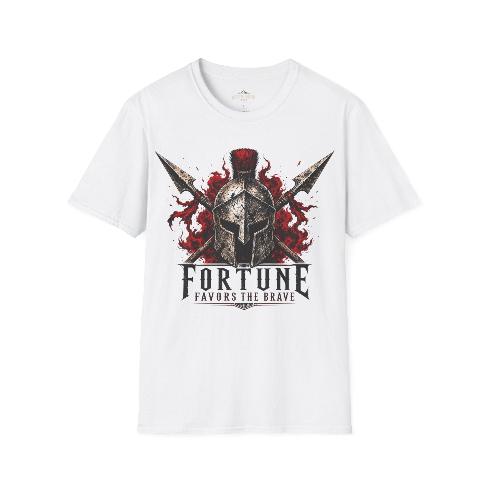 Warrior Helmet T-Shirt — "Fortune Favors the Brave" Spartan Helmet Graphic Tee