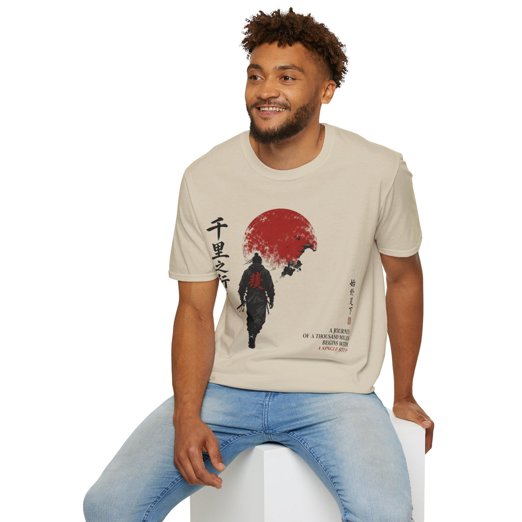 Samurai Walk T-Shirt — Red Sun Japanese Warrior Graphic