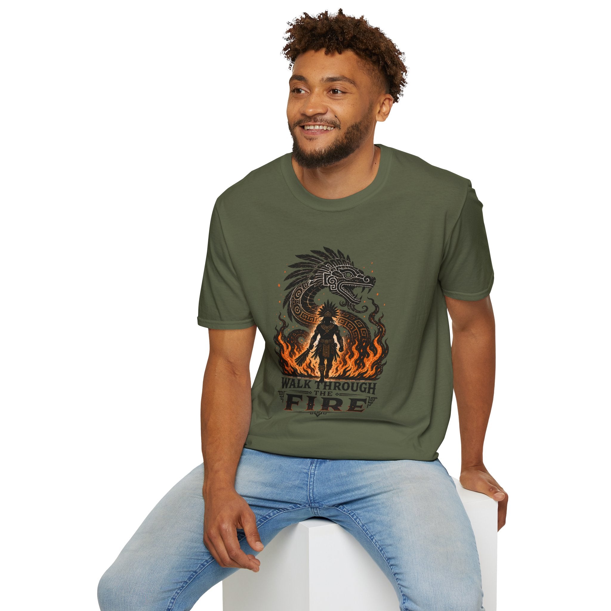 T-Shirt — 'Walk Through Fire' Dragon Flames Graphic Tee