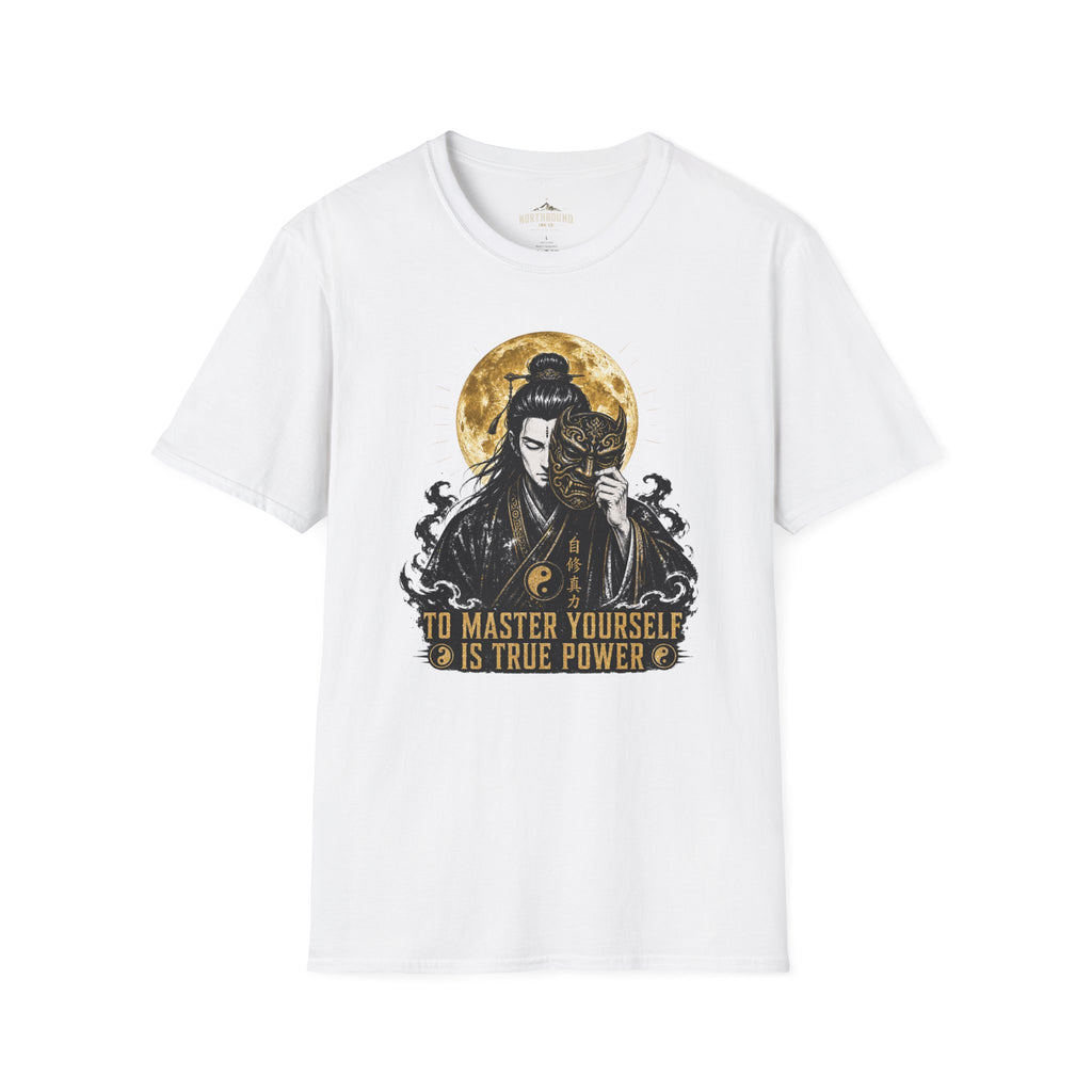 Samurai Mask T-Shirt – "To Master Yourself Is True Power" Graphic Tee