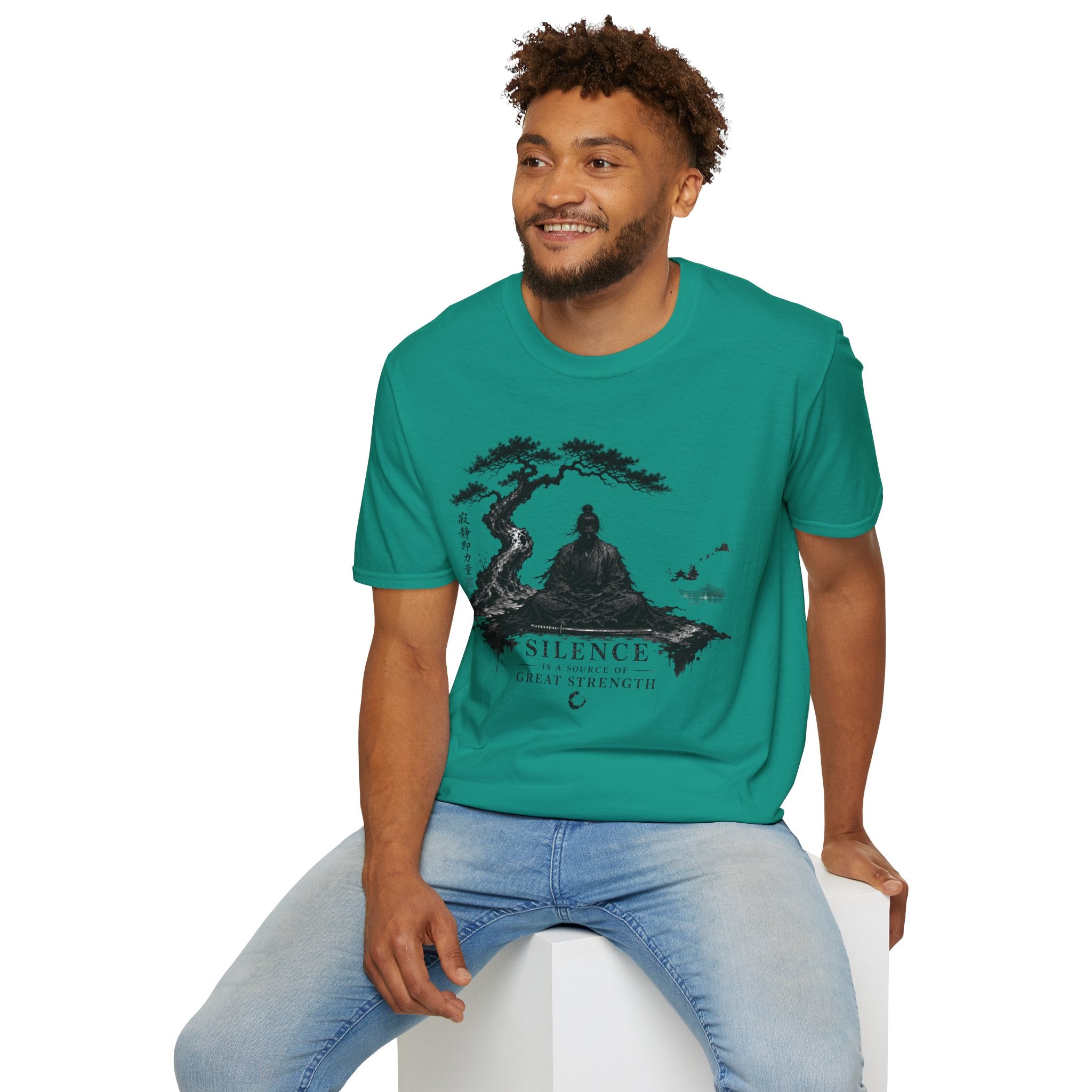 Meditation Zen T-Shirt — 'Silence Is Great Strength' Minimal Bonsai Buddha Tee